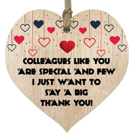 Thank You Gifts for Colleagues Wooden Heart Plaque, Light Wood Sign, New Job Gifts for Women, Best Friend birthday Gifts, Leaving Gifts for Friends, Hanging Decoration - Made in The UK by Stuff4