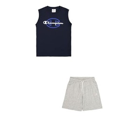 Champion Boys' Legacy Boy-Graphic Sleeveless Crew Neck Set, Blue (BS501)