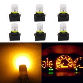 WLJH Yellow T10 Led 194 2825 168 W5W Bulb Interior Dashboard Dash Lights Instrument Panel Cluster Indicator Lamp Twist Socket PC195 PC194 PC168, Pack of 6