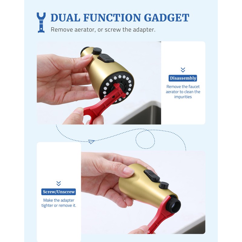 Kitchen Faucet Head Replacement with 15 Adapters - 3 Functions