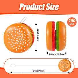 Leitee 150 Pieces Hamburger Yo Yo Toys Plastic Burger Party Favors for Boys Girls Adults Birthday Party Favors Classroom Prizes Holiday Goodie Bag Fillers