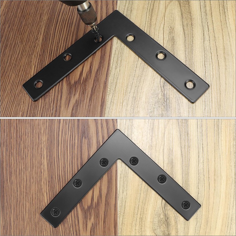 QWORK Flat L Brackets for Wood, 8 Pack Heavy Duty