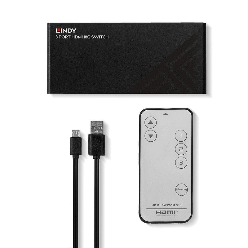 LINDY 38232 - HDMI 18G Switch, 3 Ports - Choose