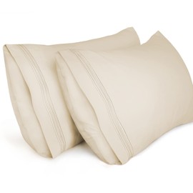 Lirex Pack of 2 Cushion Covers, 50 x 70 cm, Soft Brushed Microfibre Pillowcases, Envelope Closure, Pillow Case Made of Soft Microfibre, Oeko-Tex Certified (Beige)