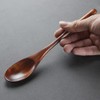 YFWOOD 2 Pcs Spoons Set 22.5cm Natural Wood Lacquered Soup