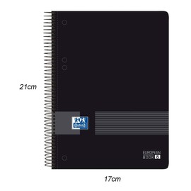 Oxford, A5 Squared Notebook 5x5 Plastic Cover 160 Sheets 8 Color Squares Micro Perforated Notebook Black