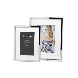 EDZARD Rivoli Picture Frame with Mount for Photo 10 x 15 cm Elegant Silver-Plated Tarnish-Resistant with Velvet Backing Includes 2 Hangers Photo Frame for Standing and Hanging
