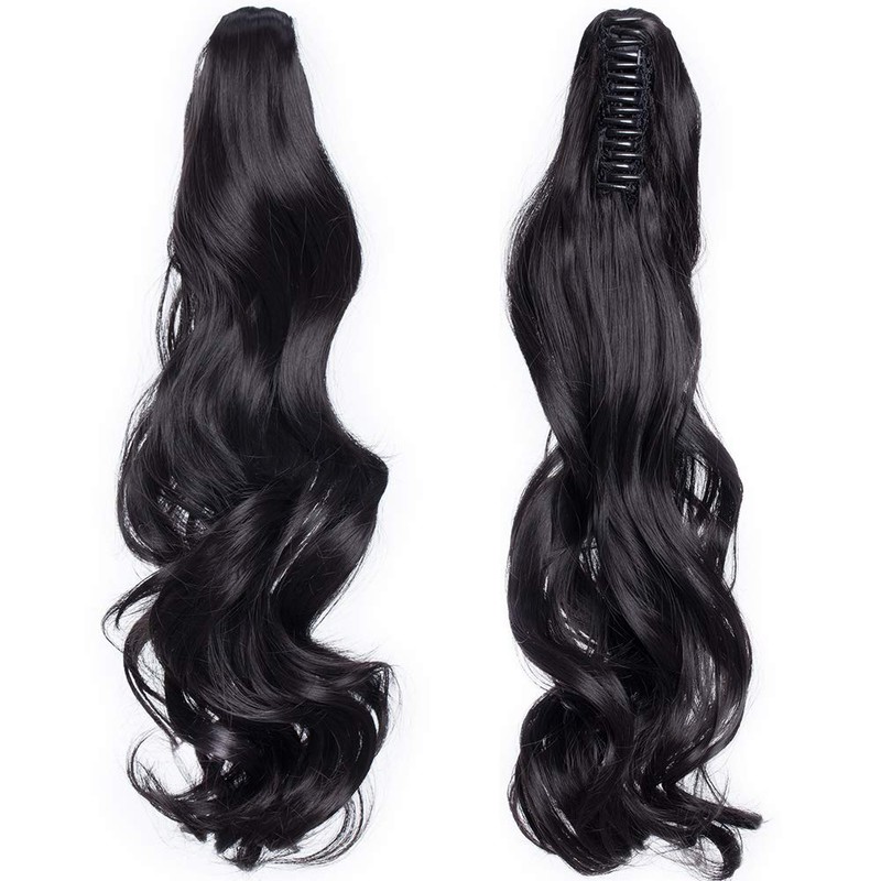 18 Inch Hairpieces Ponytail Hair Clip On Extensions Long Curly