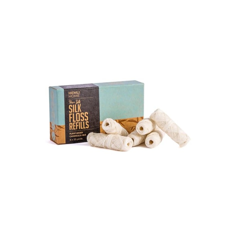 Hilo dental de seda biodegradable, paquete de seis unidades, recambios