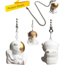 OMYZERO 12 inch Ceiling Fan Pull Chain, Spaceman Charm Pendant Ceiling Fan Danglers Fan Pulls Chain Extender with Ball Chain Connector for Ceiling Fan Light Decoration