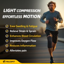 FALCOFIT Knee Sleeve – Lightweight Compression for Easy Movement – Ideal for Running, Gym & Workouts – Snug, Thin & Soft – All-Day Knee Brace for Gentle Support – Men & Women (1 Pack)