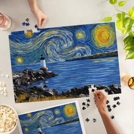Salem, Massachusetts, Starry Night City Series (1000 Piece Puzzle, Challenging Jigsaw Puzzle for Adults, Made in USA)