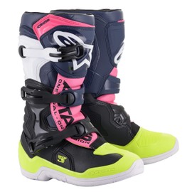 Alpinestars 2014018-1176-5 Tech 3S Youth Boots Black/Dark Blue/Pink Fluo Sz 05