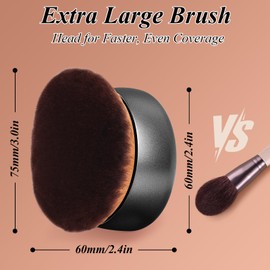 GloréBrochas 75MM Extra Large Self Tanner Kabuki Makeup Brush – Ultra Soft Dense Vegan Bristles for Body Makeup, Bronzer & Foundation–Applies Tanning Mousse, Lotion & Self Tanner–Black, Wet & Dry