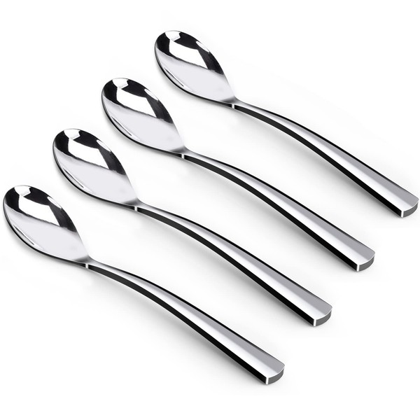 Coffee Spoons,4-Piece GLAMFIELDS Teaspoons with a Long Handle, 6.1"Demitasse Espresso Spoons Set Food Grade Stainless Steel Small Serving Spoons for Dessert