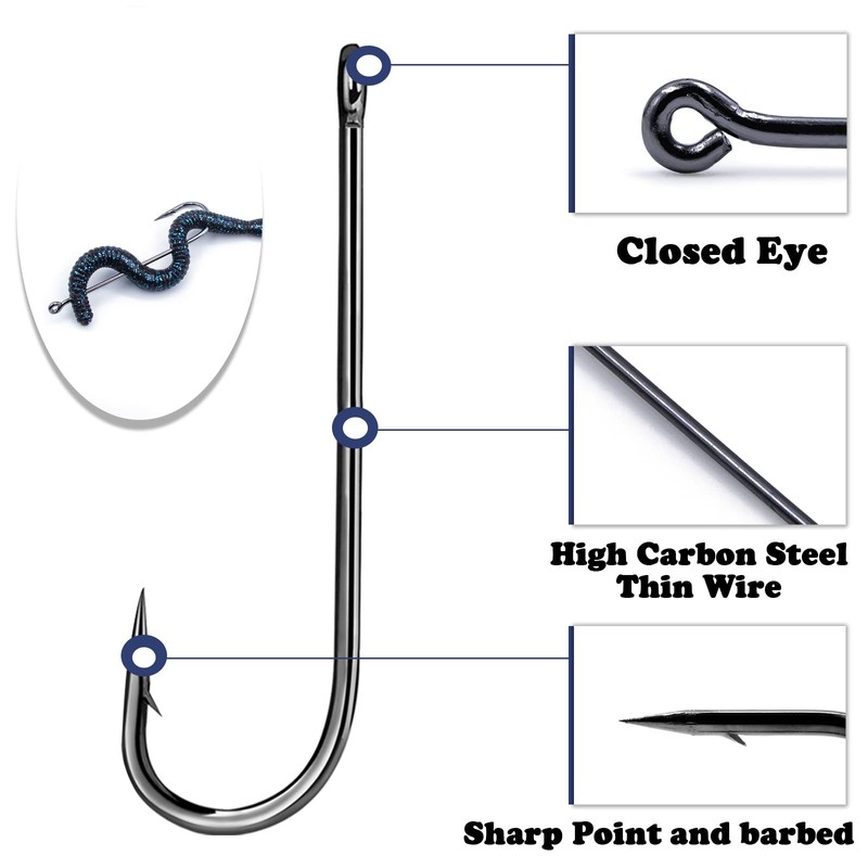 FishTrip Crappie Panfish Fishing Hooks-100pcs Aberdeen Hooks Long Shank Light