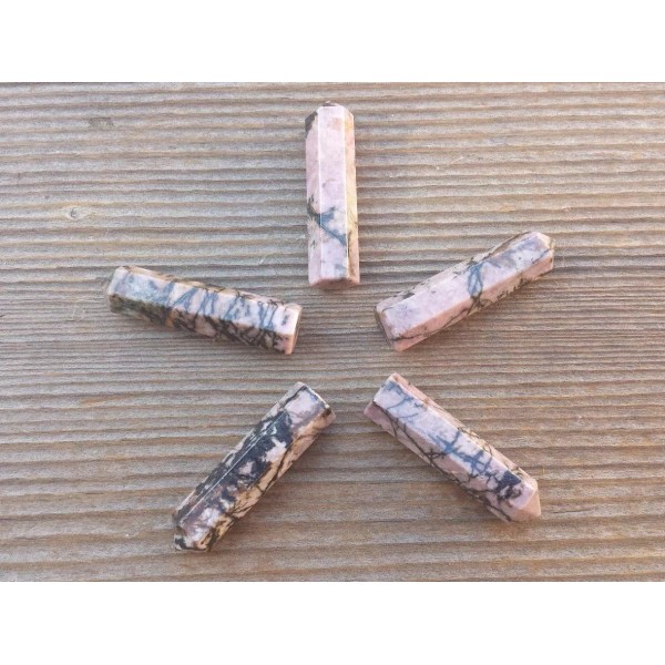 RHODONITE SINGLE TERMINATED GEMSTONE CRYSTAL PENCIL POINT (ONE)