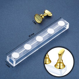 2 Sets Acrylic Nail Display Stand Nail Tip Exercise Holder Magnetic Nail Practice Stand Fingernail DIY Nail Art Stand for False Nail Tip Manicure Tool Salon (Gold)