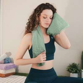 nice homeit Set of 4 100% Ring Spun Cotton Bath Towels - Extra Soft and Absorbent - Made in Italy - Green (60 x 100 cm)