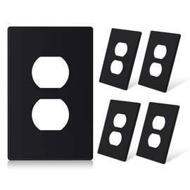 ELEGRP 1-Gang Screwless Duplex Wall Plates, Mid-Size Unbreakable Thermoplastic Faceplate Cover for Duplex & Combination Receptacle Wall Outlet & Duplex Toggle Switch, UL Listed (5 Pack, Matte Black)