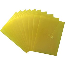 EXXO by HFP 90453 Document Wallet with Velcro Fastener A5 Landscape Polypropylene Plastic 250 x 180 mm Transparent Yellow Pack of 10