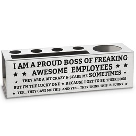 vizuzi I Am A Proud Boss Pencil Holder, Funny Boss Appreciation Thank You Gifts From Team employees, Boss Lady Day Birthday Gifts Office Cubicle Desk Pencil Holders & Pen Holders Zgg2
