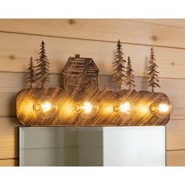 TOCHIC Rustic Bathroom Light Fixtures, 4 Lights Farmhouse Bathroom Vanity Light Over Mirror Dimmable, Western Sconces Wall Lighting for Mirror Cabinets, Powder Room, Living Room, Bronze, 26”L