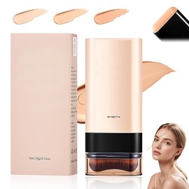 Maquillaje en Barra, Base De Maquillaje en Barra 3 en 1, Base en Barra con Brocha y Tapas, Protectoras Viaje Portátil Aplicador, Base De Maquillaje Alta Cobertura