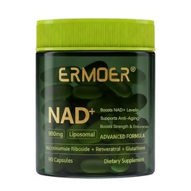 NAD - Ribosida de nicotinamida liposomal con resveratrol y quercetina 900 mg, suplemento de resveratrol NAD para antienvejecimiento, energía, antioxid