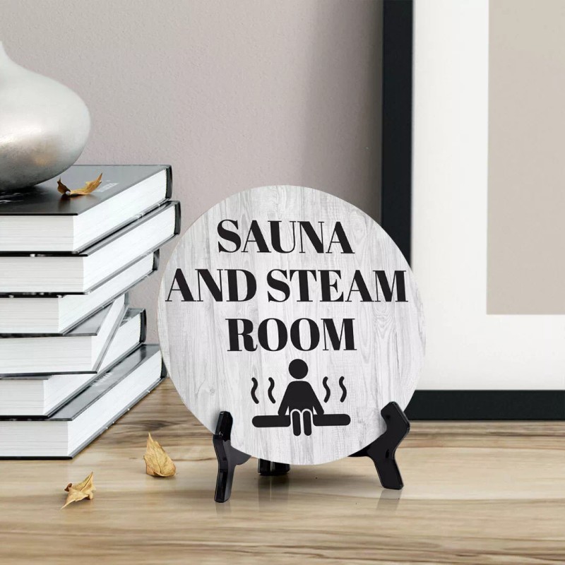 Signs ByLITA Sauna and Steam Room Circle Table Sign with