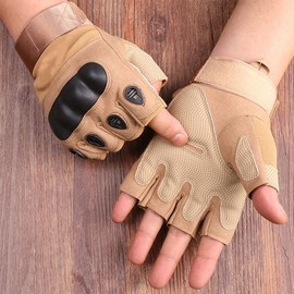 Tactical Half Finger Gloves, Paintball Airsoft Fingerless Gloves, Airsoft Military Gloves for Motorcycle Hunting Cycling Shooting Hiking Camping Army Training Gloves MTB (M, Tan)