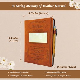 Brother Memorial Gift, Letters To My Brother In Heaven Journal 200 Pages Notebook A5 Lined with Window in Cover, In Loving Memory of Brother, Sympathy Condolence Remembrance Gifts for Loss of Brother
