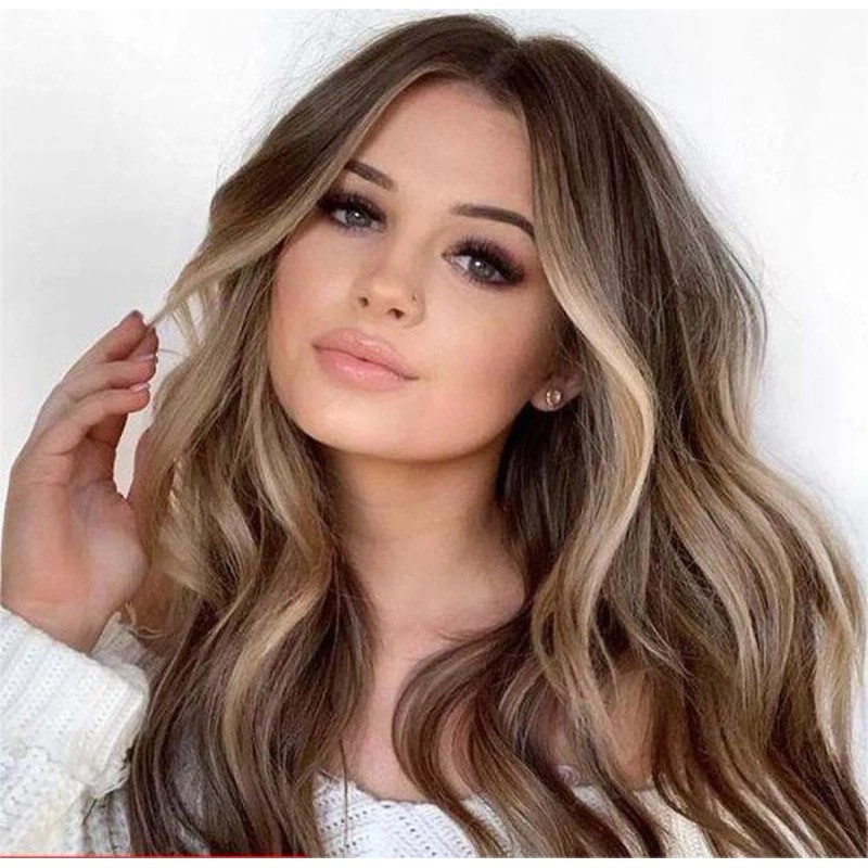 Generic Peluca Para Mujer, Pelo Largo Y Rizado, Degradado, Marrón,