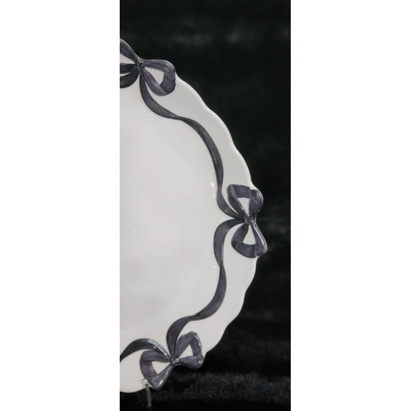 Bella Lux 4 Black Coquette Ribbon Bows on White Melamine
