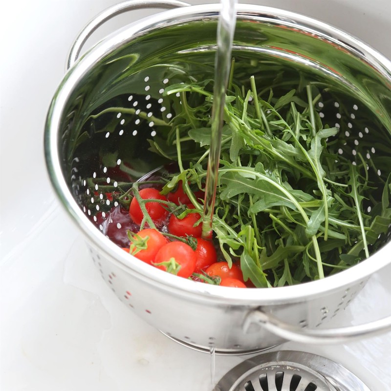 1x 21.5cm Stainless Steel Colander - Metal Kitchen Cooking Rice