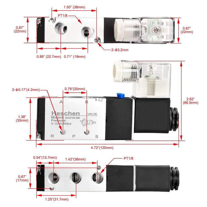 Heschen Electric Pneumatic Air Control Valve, Solenoid Control Valve 4V210-06