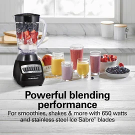 Hamilton Beach 56 Ounce 650W 10 Speed & Pulse Countertop Smoothie Blender, Black
