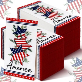 Bencailor 200 Pcs 4th of July Napkins Patriotic Guest Disposable Paper Napkins 2 Ply America Cocktail Hand Towel for Election Day Veterans Independence Day USA Party (Red)