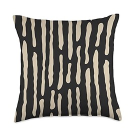 Abstract Lines Pattern in Beige on Black AEY533 Throw Pillow
