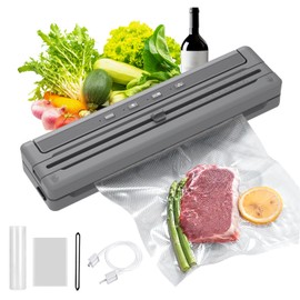 Vacuum Sealer Machine, Automatic Food Saver w/Built-in Cutter & Bag Storage, 3 Seal Modes for Dry/Moist/Delicate Foods,Includes Bags & Suction Tube, Perfect for Sous Vide, Meal Prep & Food Storage GY