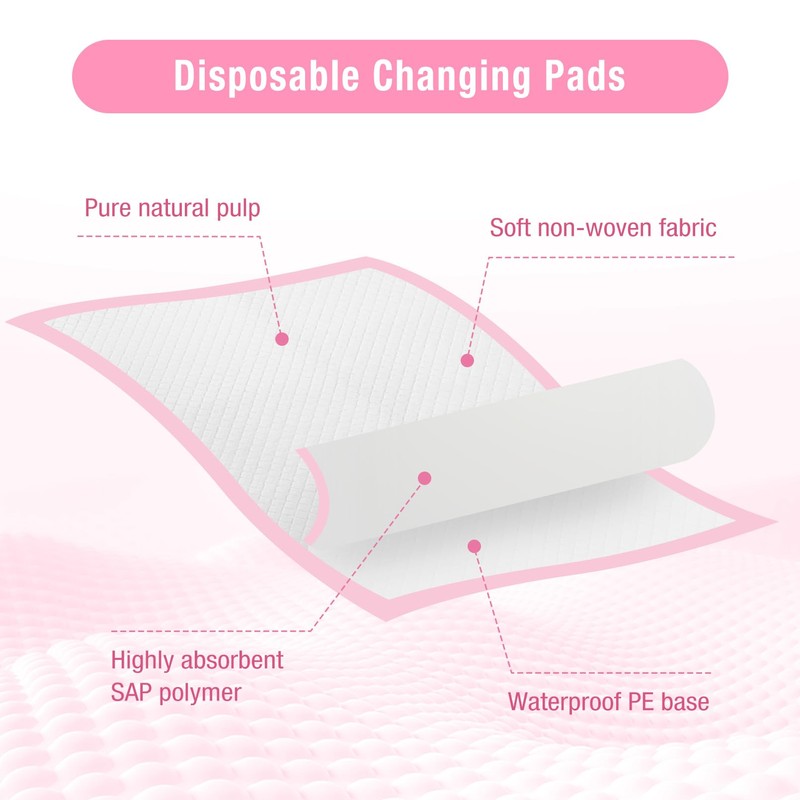 Cabaubl 100 Pack Disposable Changing Pads, 13 x18 in Baby