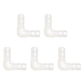 Quickun 3/16" Hose Barb 90 Degree Elbow L Fitting, Plastic 2 Way Equal Barbed Joint Splicer Mender Union Adapter Hose Fitting (Pack of 5)