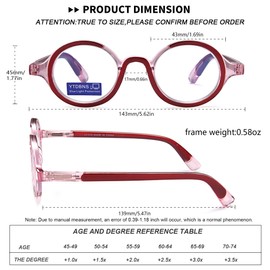 YTDBNS Reading Glasses for Women Retro Round Blue Light Blocking Reading Glasses 2 Pack Computer Glasses Readers mit Spring Hinge,2.0