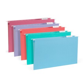 Blue Summit Legal Hanging File Folders in Assorted Gem Tones, 25 Hanging Files for Organization, 25 per Box
