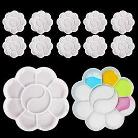 10PCS Round Paint Tray With 8 Wells,Plastic Paint Palettes,Mixing Color TrayArtists Paint Palettes.8.5CM Dia
