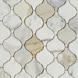 Calacatta Gold Marble Arabesque Lantern Marble Mosaic Floor and Wall Tile for Kitchen Backsplash, Wall Tile for Bathroom, Shower Wall Tile, Accent Wall, Fireplace Surround (Box of 5 Sheets)