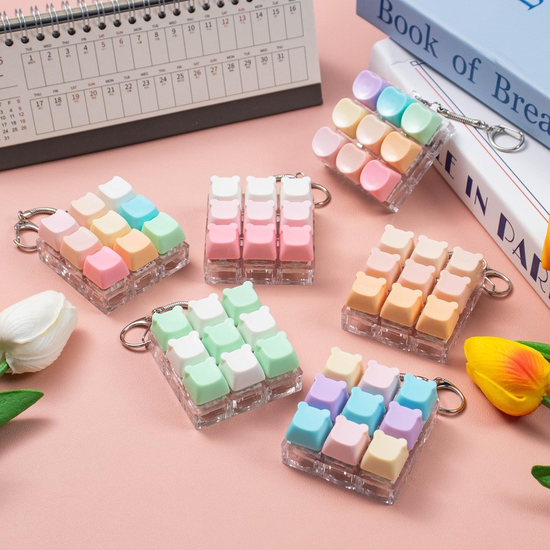 2 Pcs Keyboard Fidget Toy, 9 Keys Cute Heart-Shaped Clicker