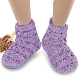 REVIX Microwavable Booties and Hot Feet Warmers for Women & Men,Heated Foot Warmer with Flaxseed Moist Heat Therapy for Foot Ankle, Cold Feet, Purple, S/M