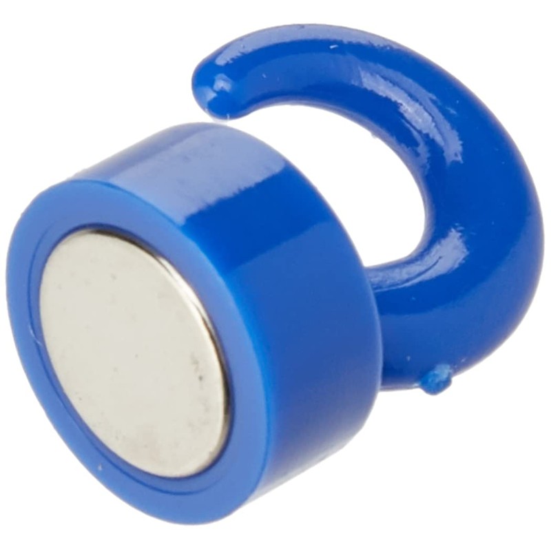 first4magnets™ F4MK12BU-10 Magnet Expert Blue Plastic Mini Magnetic Hooks -