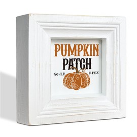 Pumpkin Decors, Pumpkin Patch Sign, Vintage Fall Harvest Decoration, Desk Decor Art, Decorative Signs for Home Farmhouse, Kitchen Shelf Decoration, Autumn Decor Art 5.9 * 5.9 * 1.2 inches